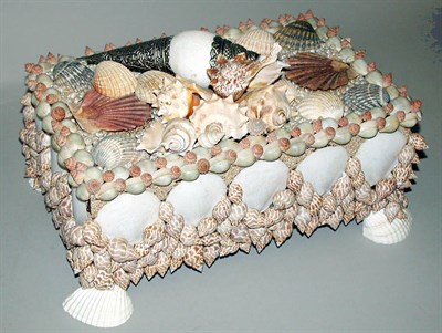 Lot 365 - Victorian Shell Decorated Box Of rectangular...