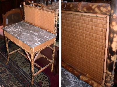 Lot 424 - Victorian Marble Top Bamboo and Rattan Washstand