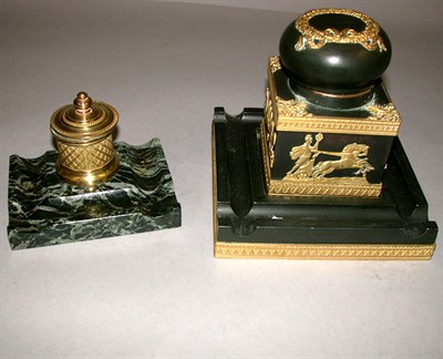 Lot 591 - Two Empire Style Gilt-Bronze Mounted Inkwells