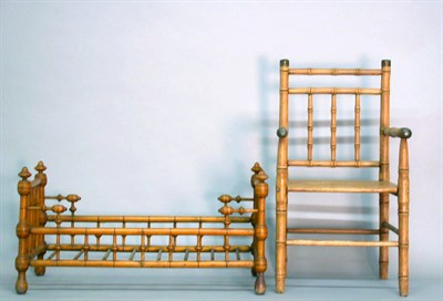 Lot 286 - Victorian Faux Bamboo Doll's Bed Together with...