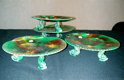 Lot 458 - Four Wedgwood Majolica Compotes Each with a...