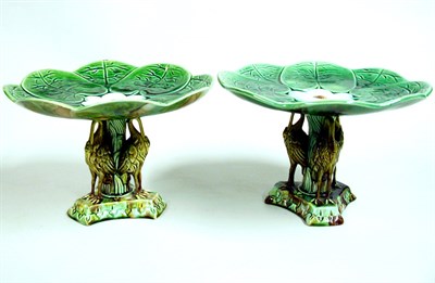 Lot 487 - Two Majolica Compotes Each bowl formed as a...