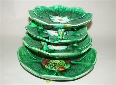 Lot 486 - Four Majolica Compotes The bowl molded with a...