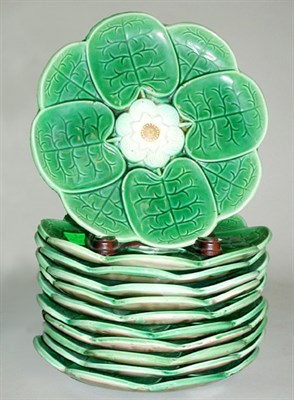 Lot 473 - Set of Eleven Majolica Plates Each molded with...