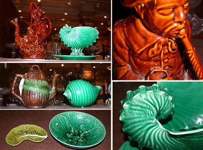 Lot 451 - Group of Seven English Majolica Articles...