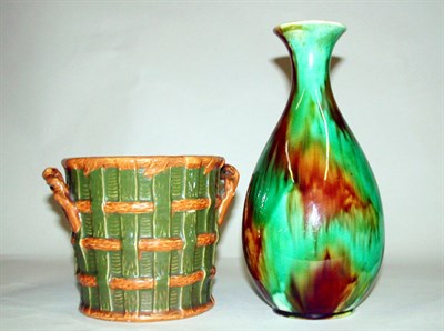 Lot 480 - Majolica Vase Together with a Majolica...
