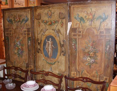 Lot 444A - Neoclassical Style Painted Canvas Four-Panel...