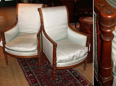 Lot 698 - Pair of Empire Style Upholstered Fruitwood...