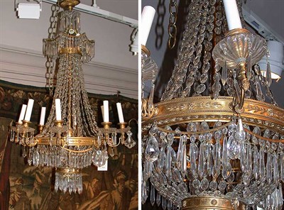 Lot 281 - Empire Style Gilt-Bronze and Cut Glass...