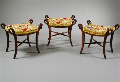 Lot 334 - Set of Three Empire Mahogany Stools Early 19th...