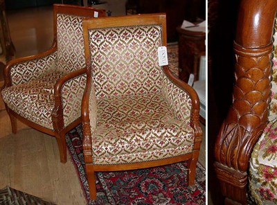 Lot 610 - Pair of Empire Upholstered Mahogany Armchairs