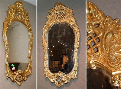 Lot 731 - Pair of Rococo Style Gilt Decorated Mirrors