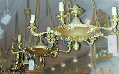 Lot 321 - Pair of Empire Style Gilt-Bronze Six-Light...