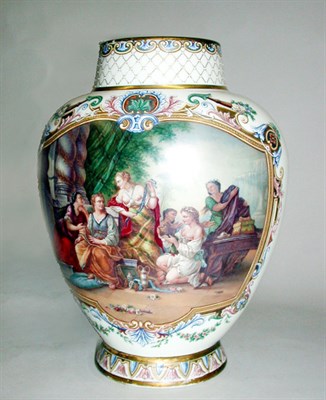 Lot 587 - Continental Enamel Decorated Glass Vase Of...