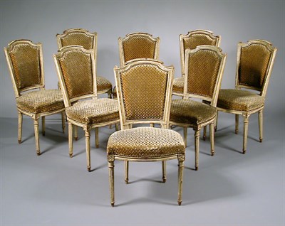 Lot 364A - Set of Eight Louis XVI Cream Painted Dining...