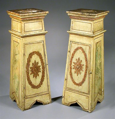 Lot 404 - Pair of Italian Neoclassical Painted Pedestal...