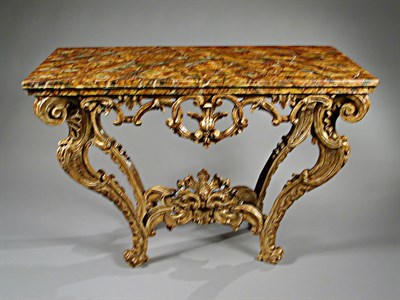 Lot 325 - Continental Rococo Painted and Gilt-Wood Console