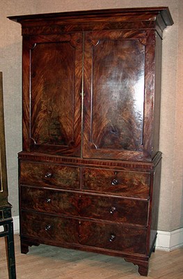 Lot 387 - Late George III Mahogany Linen Press Early...