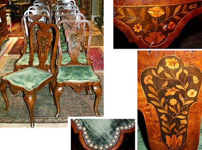 Lot 382 - Set of Twelve Dutch Marquetry Inlaid Burl-Wood...