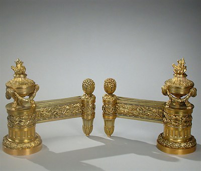 Lot 292 - Pair of Louis XVI Gilt-Bronze Chenets Each...