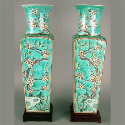 Lot 326 - Pair of Chinese Famille Verte Porcelain Vases...
