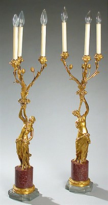 Lot 199 - Pair of Louis XVI Gilt-Bronze Figural...