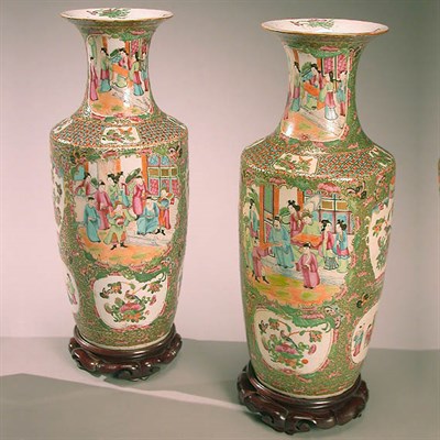 Lot 70 - Pair of Chinese Rose Medallion Porcelain Vases...