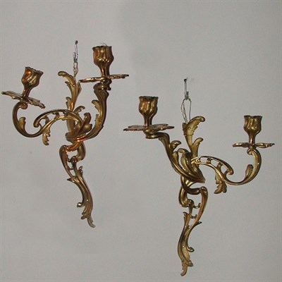 Lot 290 - Pair of Louis XV Style Gilt-Bronze Two-Light...