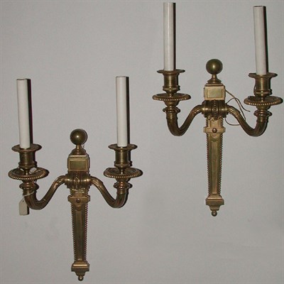 Lot 291 - Pair of Louis XVI Style Gilt-Bronze Two-Light...