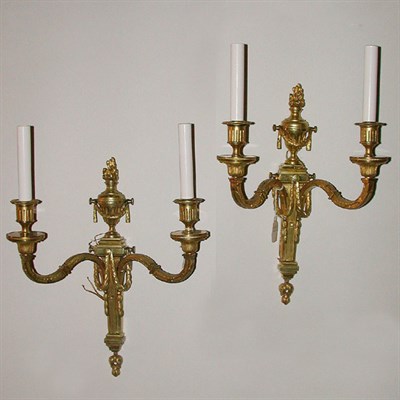 Lot 324 - Pair of Louis XVI Style Gilt-Bronze Two-Light...