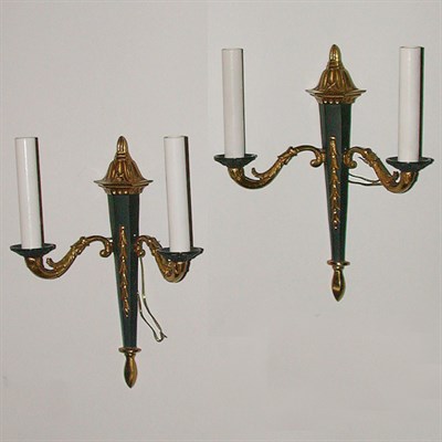 Lot 350 - Pair of Empire Style Gilt and Patinated-Bronze...