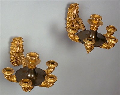 Lot 354 - Pair of Empire Gilt and Patinated-Bronze...