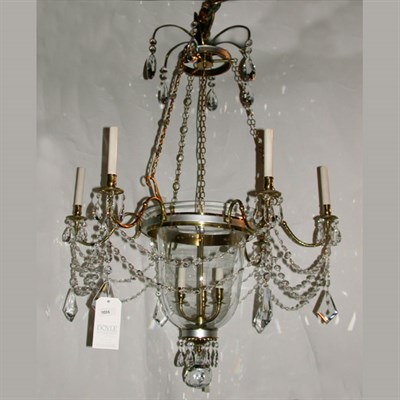 Lot 358 - George III Style Gilt-Bronze and Cut Glass Six-...