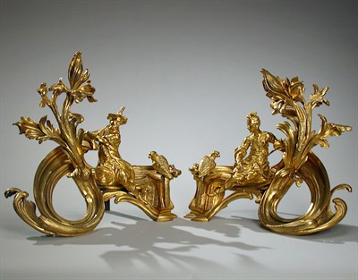 Lot 320 - Pair of Louis XV Gilt-Bronze Chenets Mid 18th...