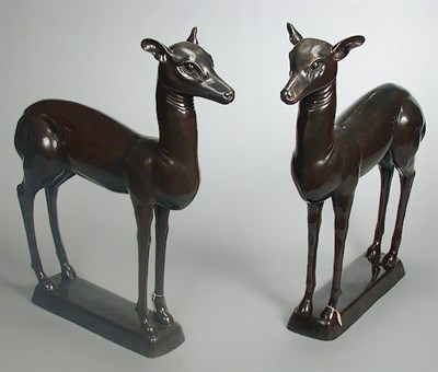 Lot 325 - Pair of French Patinated-Bronze Figures of...