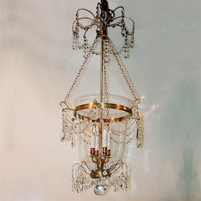 Lot 345 - George III Style Gilt-Bronze and Glass Lantern...