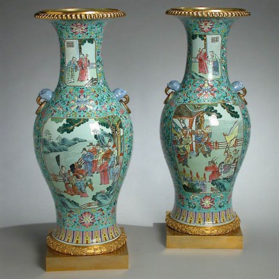Lot 55 - Pair of Chinese Gilt-Bronze Mounted Famille...