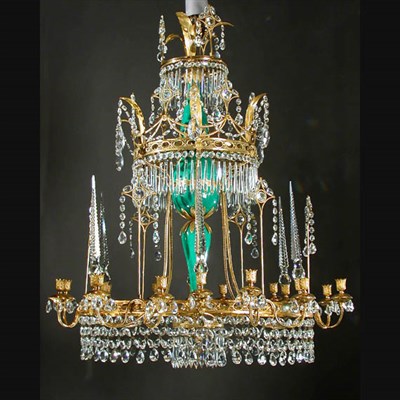Lot 318 - Baltic Neoclassical Gilt-Bronze and Cut Glass...