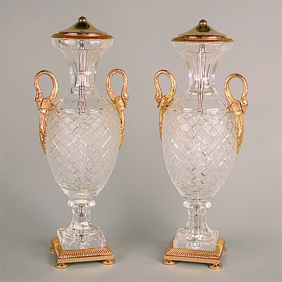 Lot 215 - Pair of Empire Style Gilt-Bronze Mounted Cut...