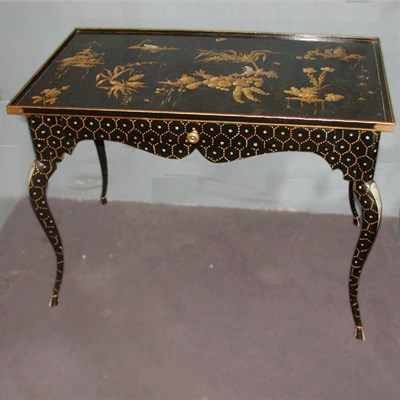 Lot 247 - Louis XV Style Gilt-Decorated Black Lacquered...