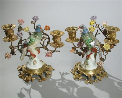 Lot 28 - Pair of Louis XV Gilt-Bronze Mounted Porcelain...