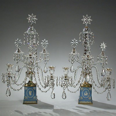 Lot 102 - Pair of George III Wedgwood and Cut Glass...