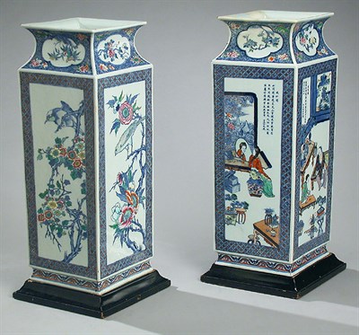 Lot 113 - Pair of Chinese Famille Verte Porcelain Vases...