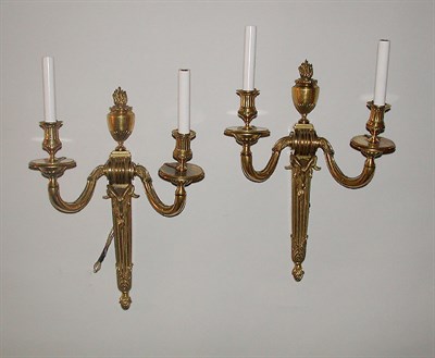 Lot 256 - Pair of Louis XVI Style Gilt-Bronze Two-Light...