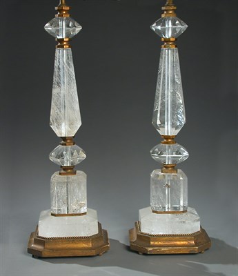 Lot 19 - Pair of Rock Crystal Lamps Each sectional...