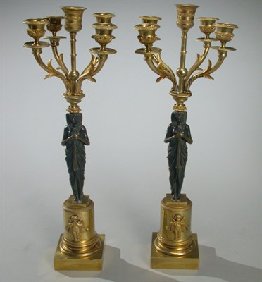 Lot 234 - Pair of Louis XVI Gilt and Patinated-Bronze...