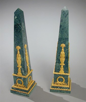 Lot 235 - Pair of Empire Style Gilt-Bronze Mounted Verde...