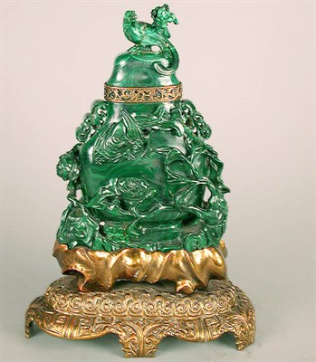 Lot 177 - Chinese Gilt-Bronze Mounted Malachite Covered...