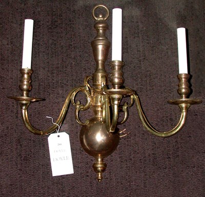 Lot 284 - Pair of Dutch Baroque Style Brass Three-Light...