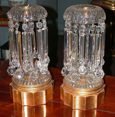 Lot 172 - Pair of Victorian Cut Glass Lustre...